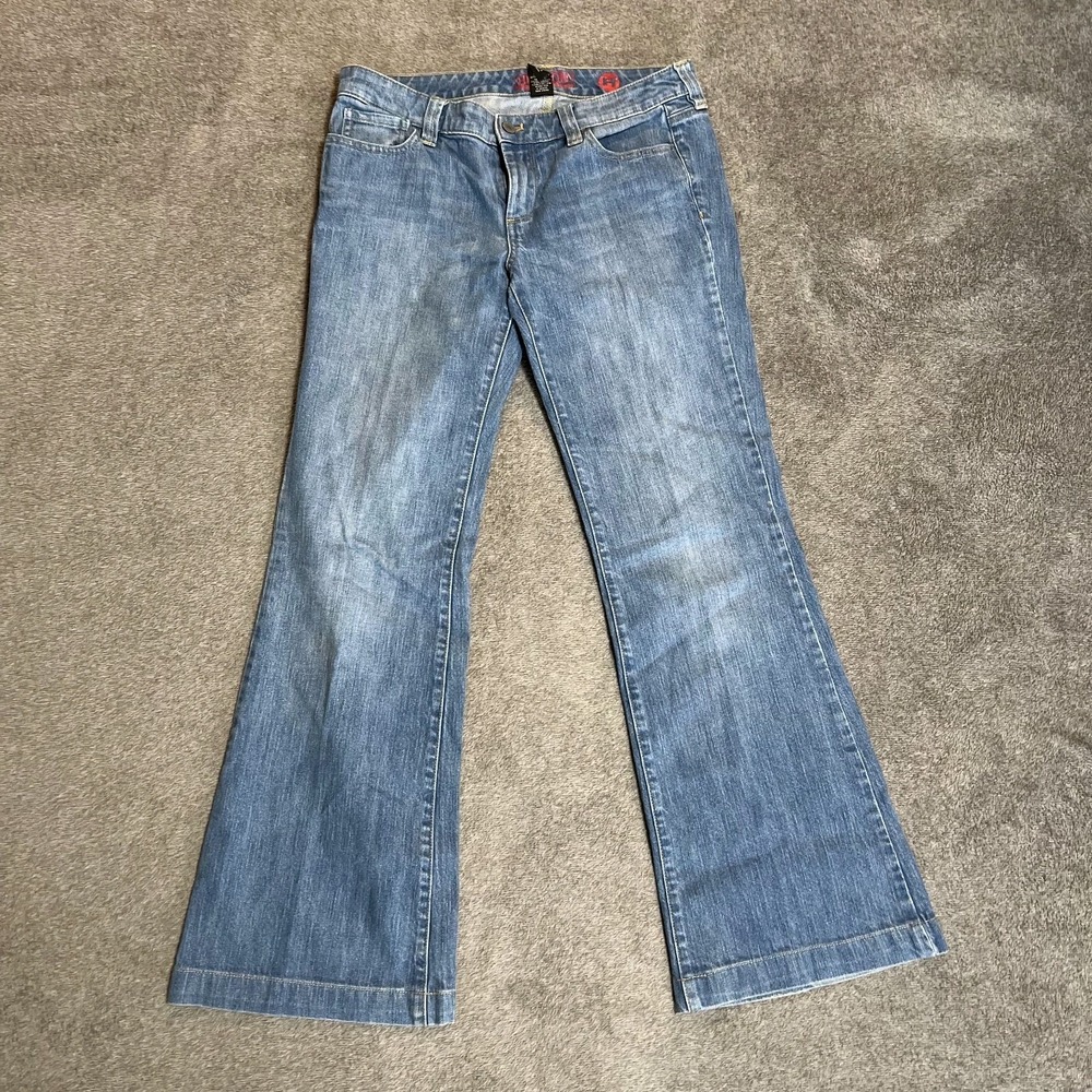 Hudson Fit & Flare Jeans Womens 4 Medium Wash Low Rise Flare Leg Nice Fade Denim
